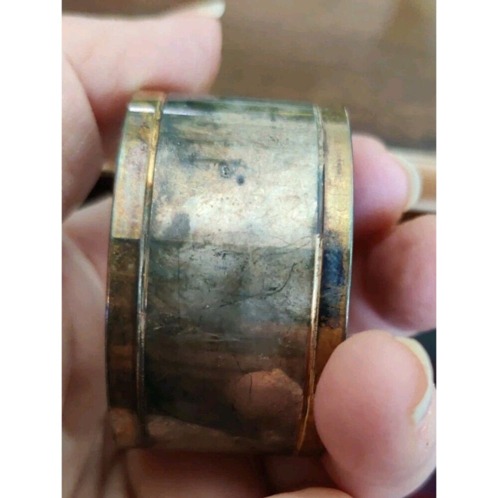VTG Brass set of 10 Gold/Silver Tone Napkin Rings Holders Patina